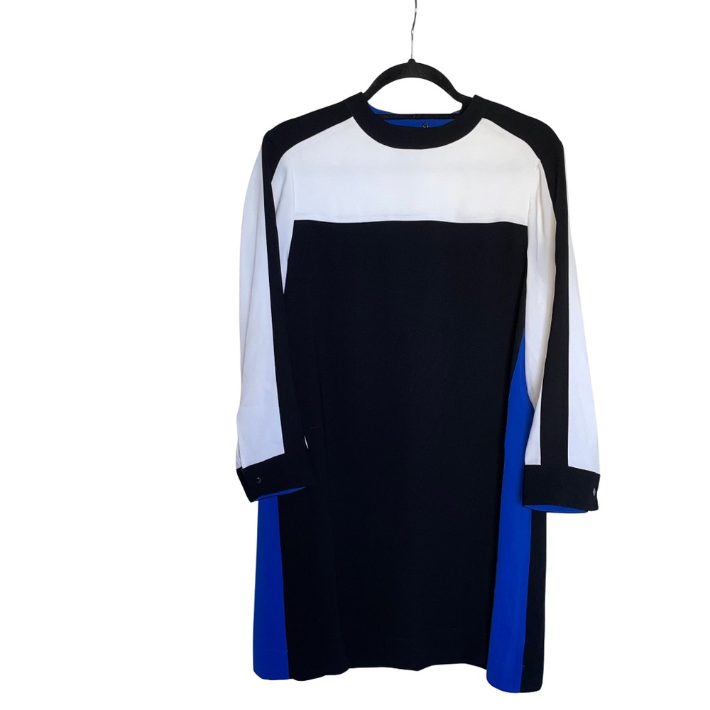 BCBGMaxAzria Black and White Mini Dress with Blue Accents - Picture 5 of 16